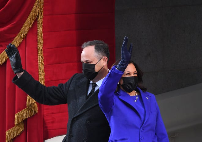 Second Gentleman Douglas Emhoff and Vice President-elect Kamala Harris arrive to the 2021 Presidential Inauguration of President Joe Biden and Vice President Kamala Harris at the U.S. Capitol.