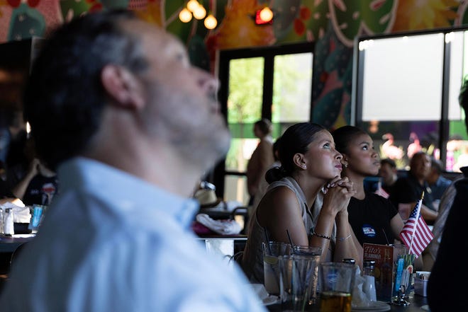 Arizona Democrats' Biden-Trump debate watch party on June 27, 2024 at YUMBAR in Phoenix.