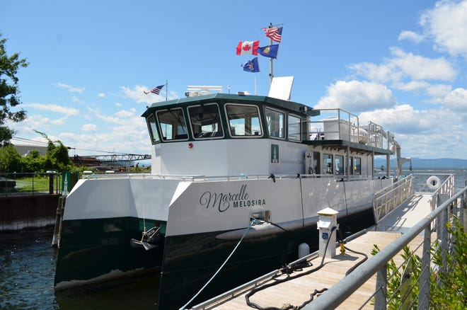 The research and teaching vessel Marcelle Melosira sits at its dock near the Rubenstein Ecosystem Science Center, July 18, 2024.