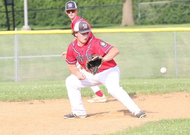 Shortstop Averil Parker fields a ground ball during St Johnsbury Post 58's 3-2 loss to the South Burlington Wildcats on Tuesday night at Veterans Memorial Park in South Burlington.