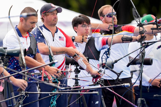 Brady Ellison (USA) during the Paris 2024 Olympic Summer Games at Invalides.